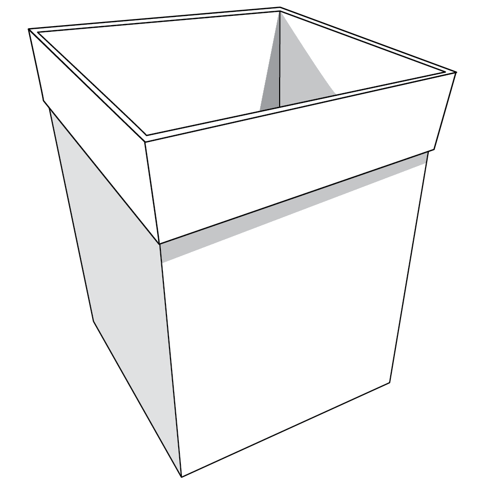 Firkantet papirkurv med kant